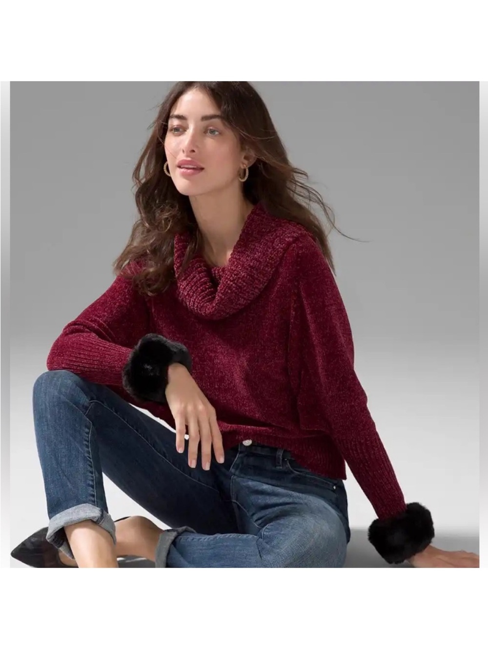 White House Black Market NWOT Burgundy Cowl-Neck Sweater! Perfect!